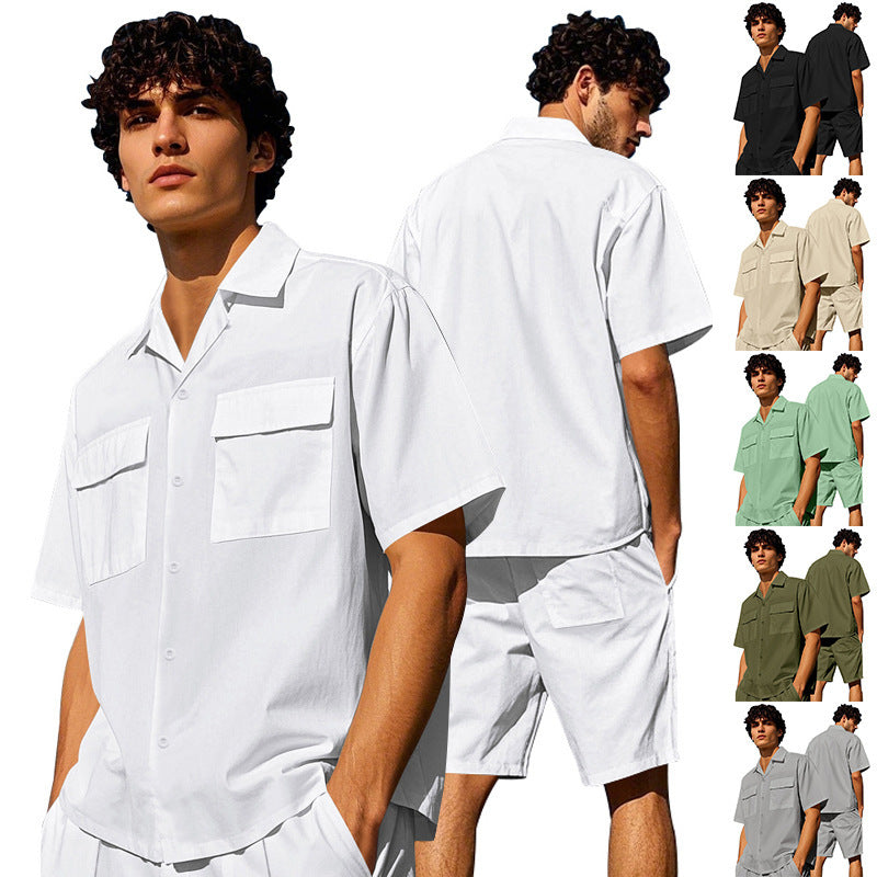 Men's casual short sleeve shirt and chic shorts