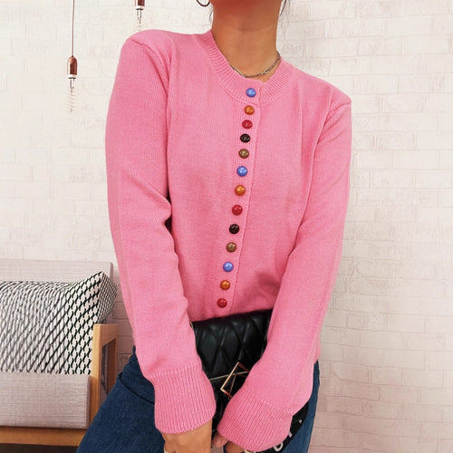 Cardigan pour femmes avec détail de bouton coloré Chic & Stil