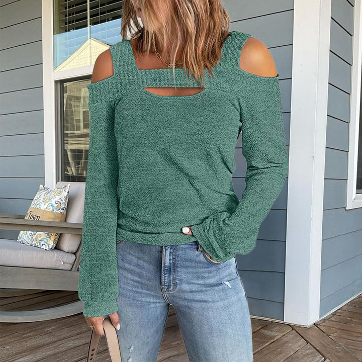 Lune London trendy women's long sleeve top with cut-out details and off-shoulder design