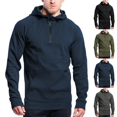 Men's functional hoodie with half zipper and practical pockets Amarae