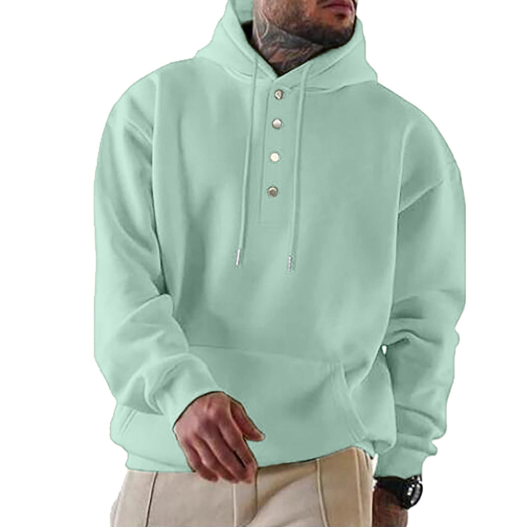 Men's Hoodie with Button Placket and Xxl Fit Chic Und Stil
