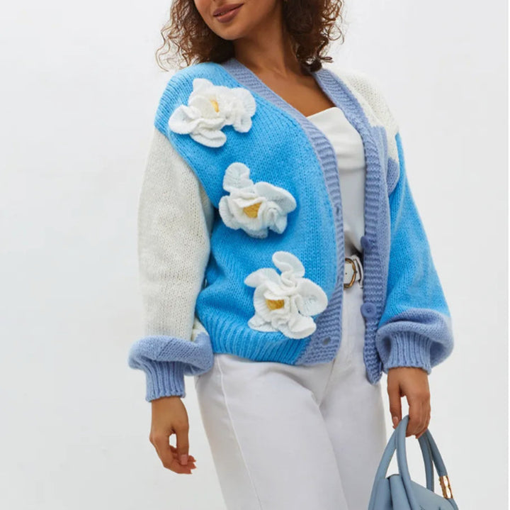 Ladies fancy vest with floral design and button closure Lune London