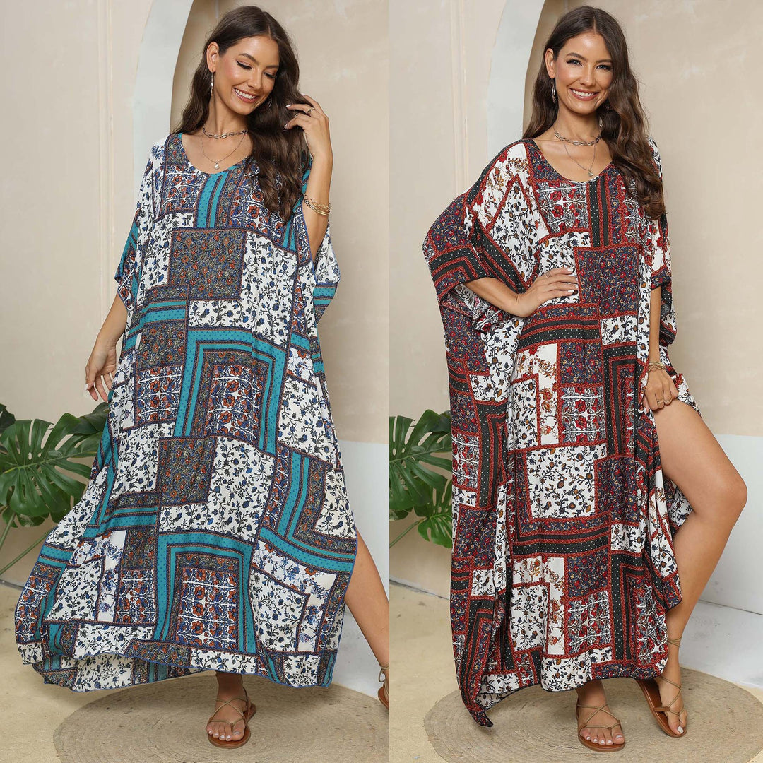 Women Printed Elegant Chic Maxi Kaftan Dress