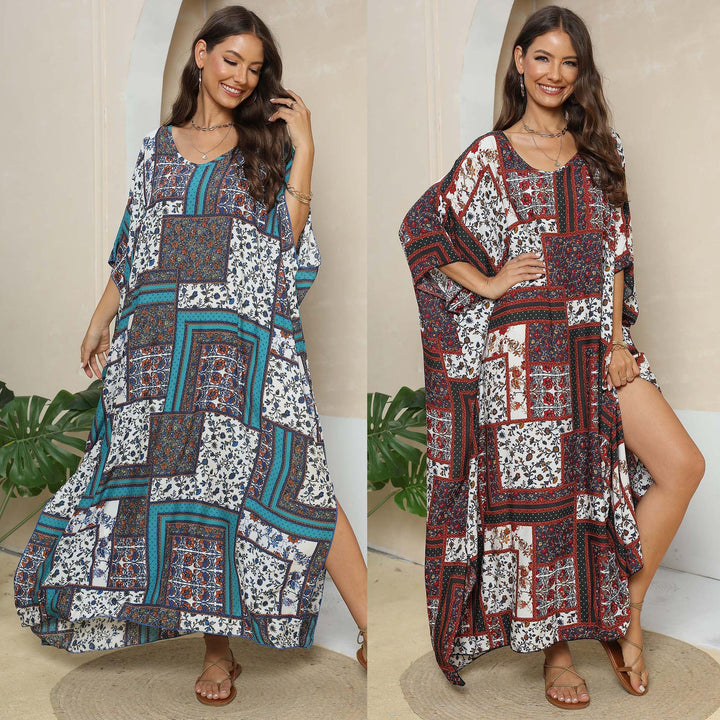 Women Printed Elegant Chic Maxi Kaftan Dress