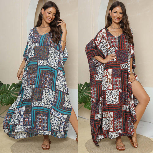 Women Printed Elegant Chic Maxi Kaftan Dress