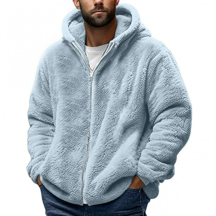 Men's Cozy Teddy Fleece Zip-Up Hoodie with Oversized Fit Amarae