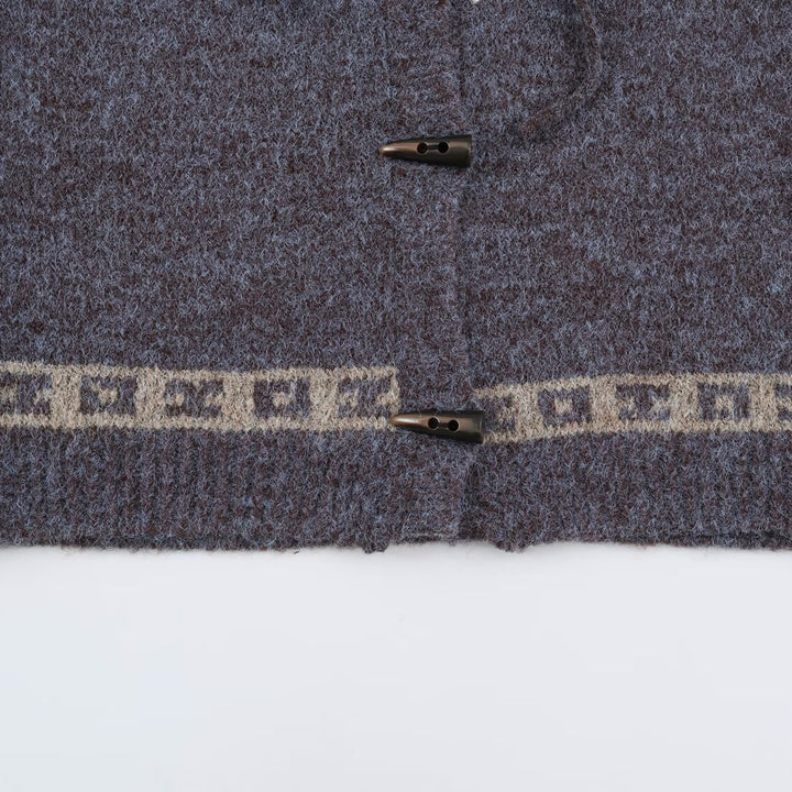 Ladies hooded cardigan in Norwegian style with toggle closures Amarae