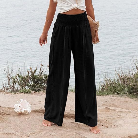 Elegant and wide Palazzo trousers for women with high waist and draping Lune London