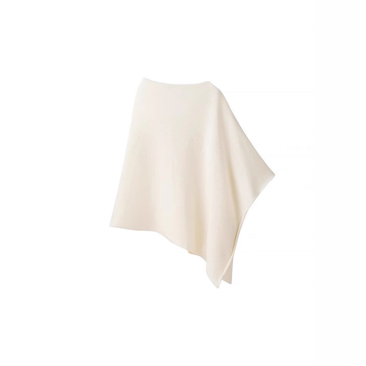 Ladies Asymmetric Fine Knit Poncho with Round Neck Amarae