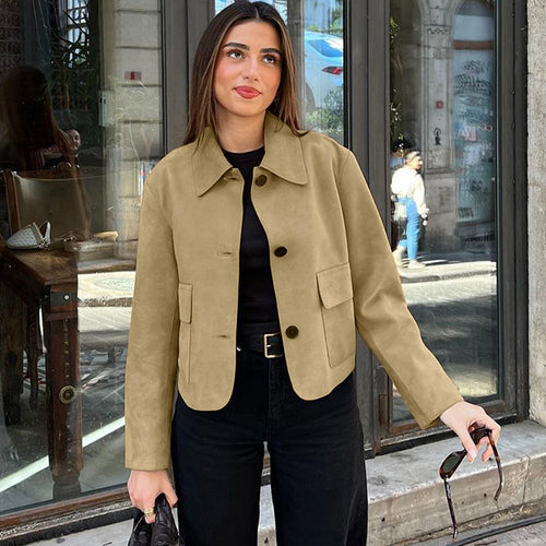 Discreet suede jacket for women with a minimalist design Amarae