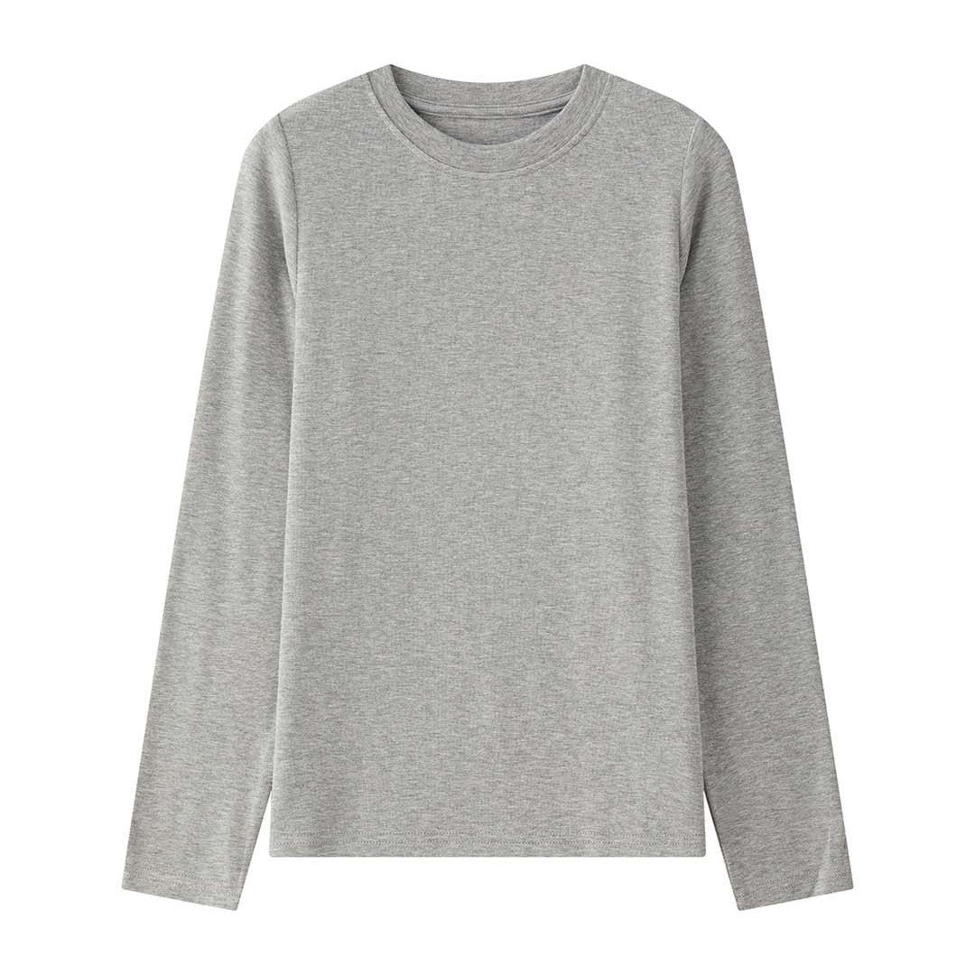 Women Light Long Sleeve Fine Knit Shirt with Round Neckline and Slim Silhouette Amarae