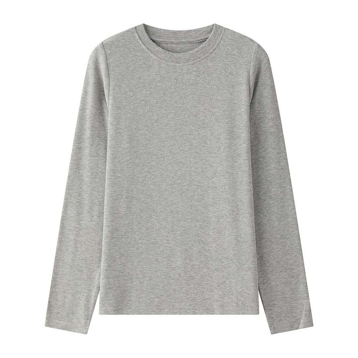 Women Light Long Sleeve Fine Knit Shirt with Round Neckline and Slim Silhouette Amarae