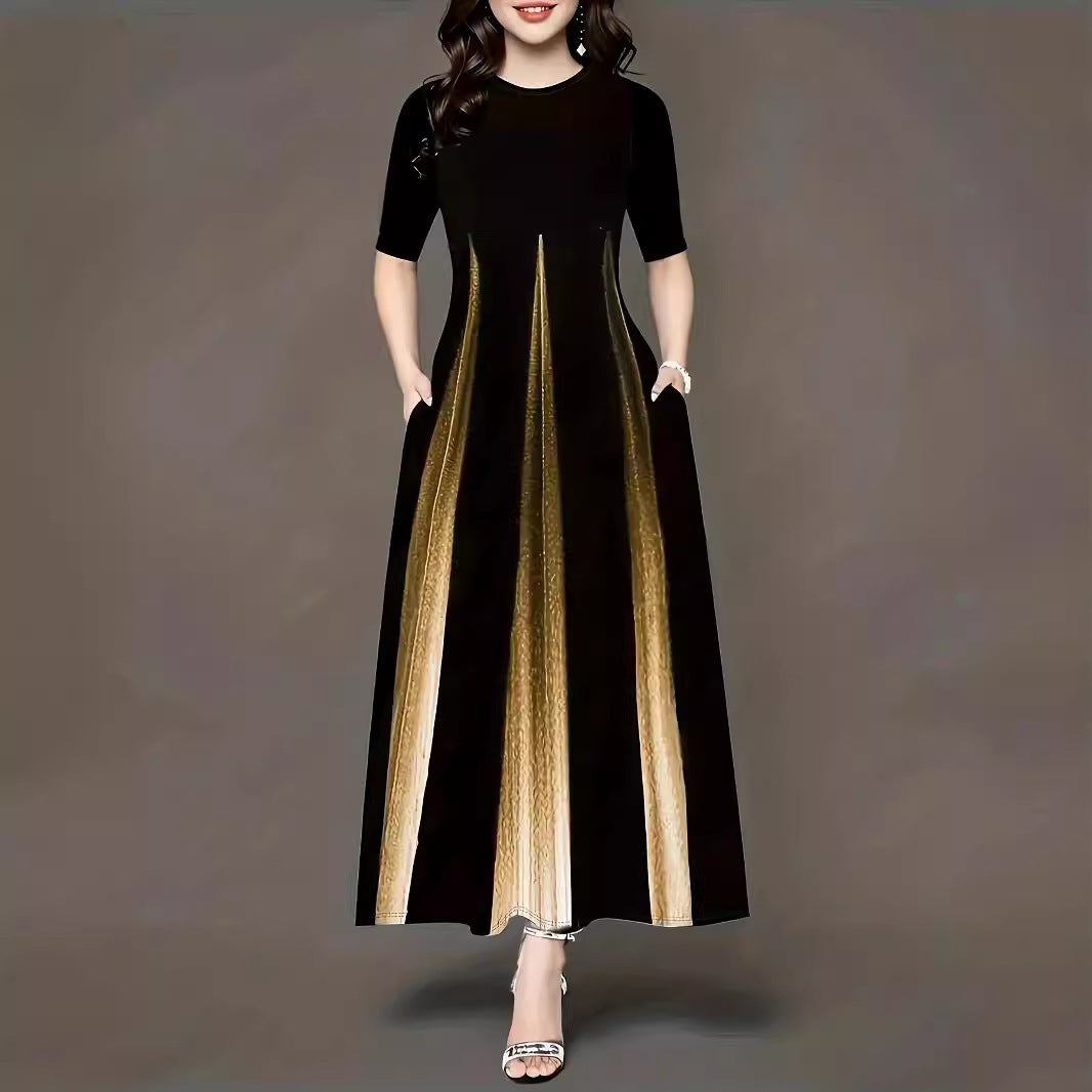 Maxi dress for women with sleek side pockets and luxurious shine Lune London