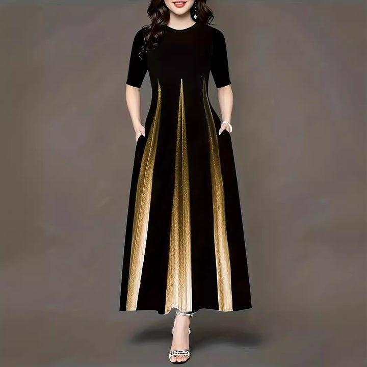 Maxi dress for women with sleek side pockets and luxurious shine Lune London