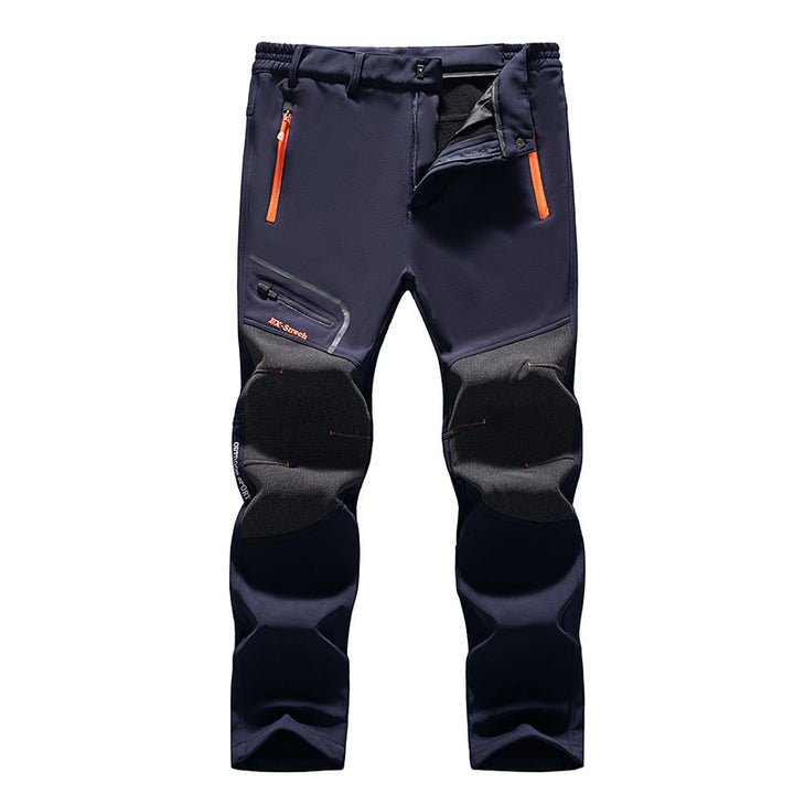 Men's softshell outdoor pants with reinforced knee patches, elastic waistband, and water-repellent membrane Amarae