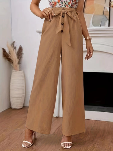 Wide high-waisted pants with practical button details Amarae