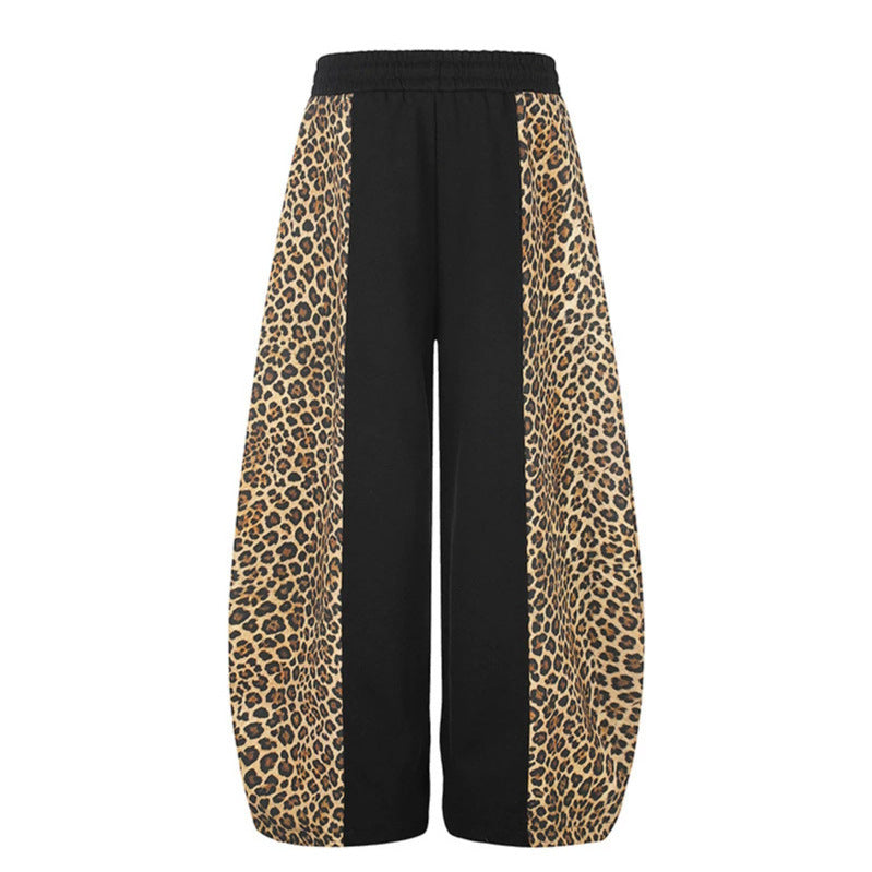 Women's Extra Wide Palazzo Jogpants with Leo Panels, Drawstring Waistband, and Adjustable Hem Amarae