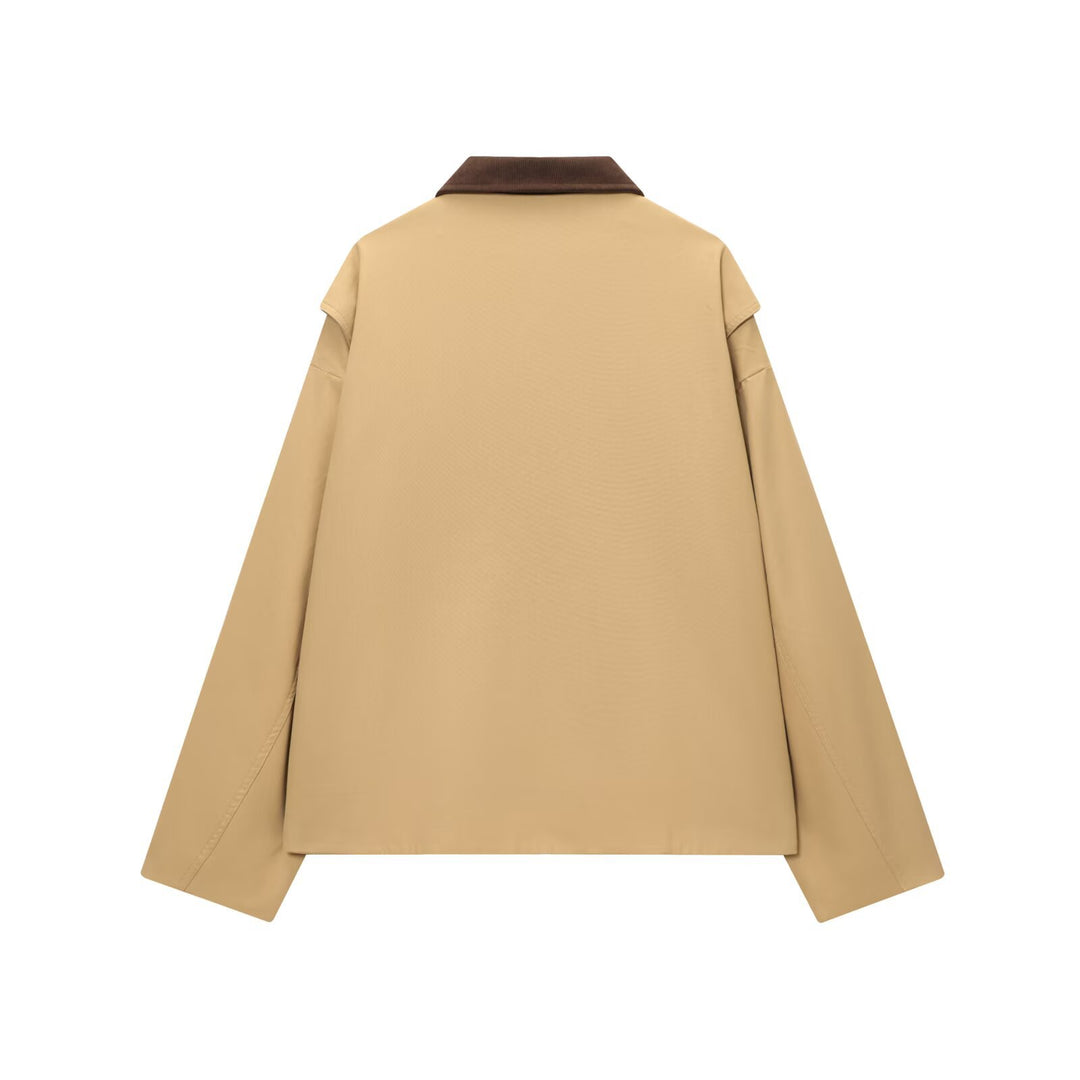 Women's utility field jacket with corduroy collar, zipper, and patch flap pockets Amarae