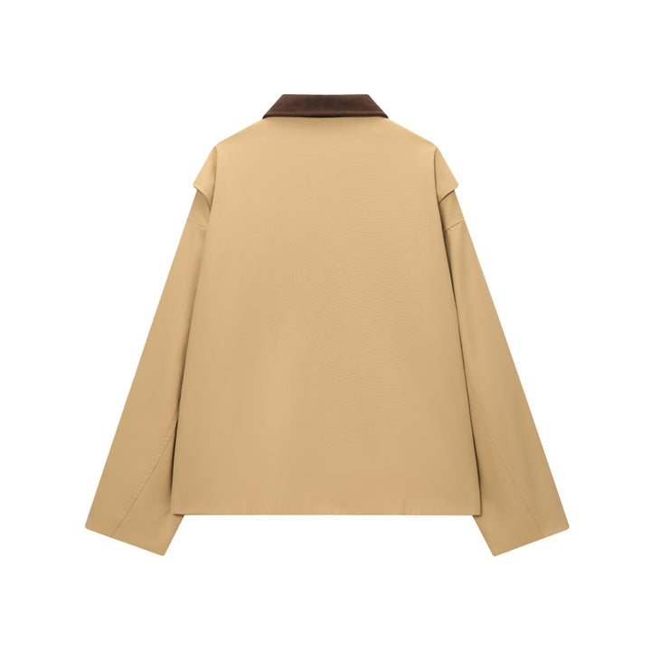 Women's utility field jacket with corduroy collar, zipper, and patch flap pockets Amarae