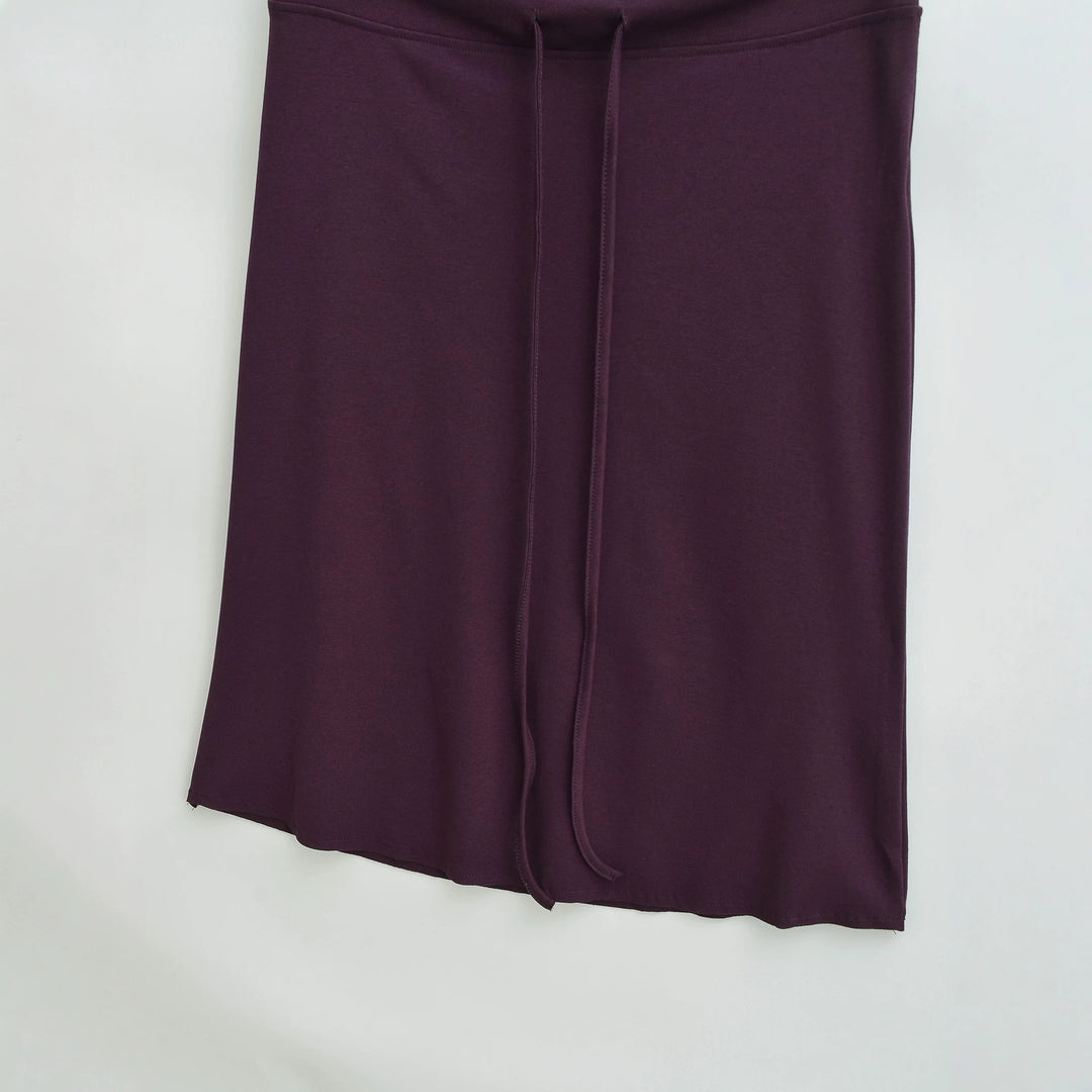 Women Jersey Midi Skirt with High Waist, Drawstring and A-Line Cut Amarae