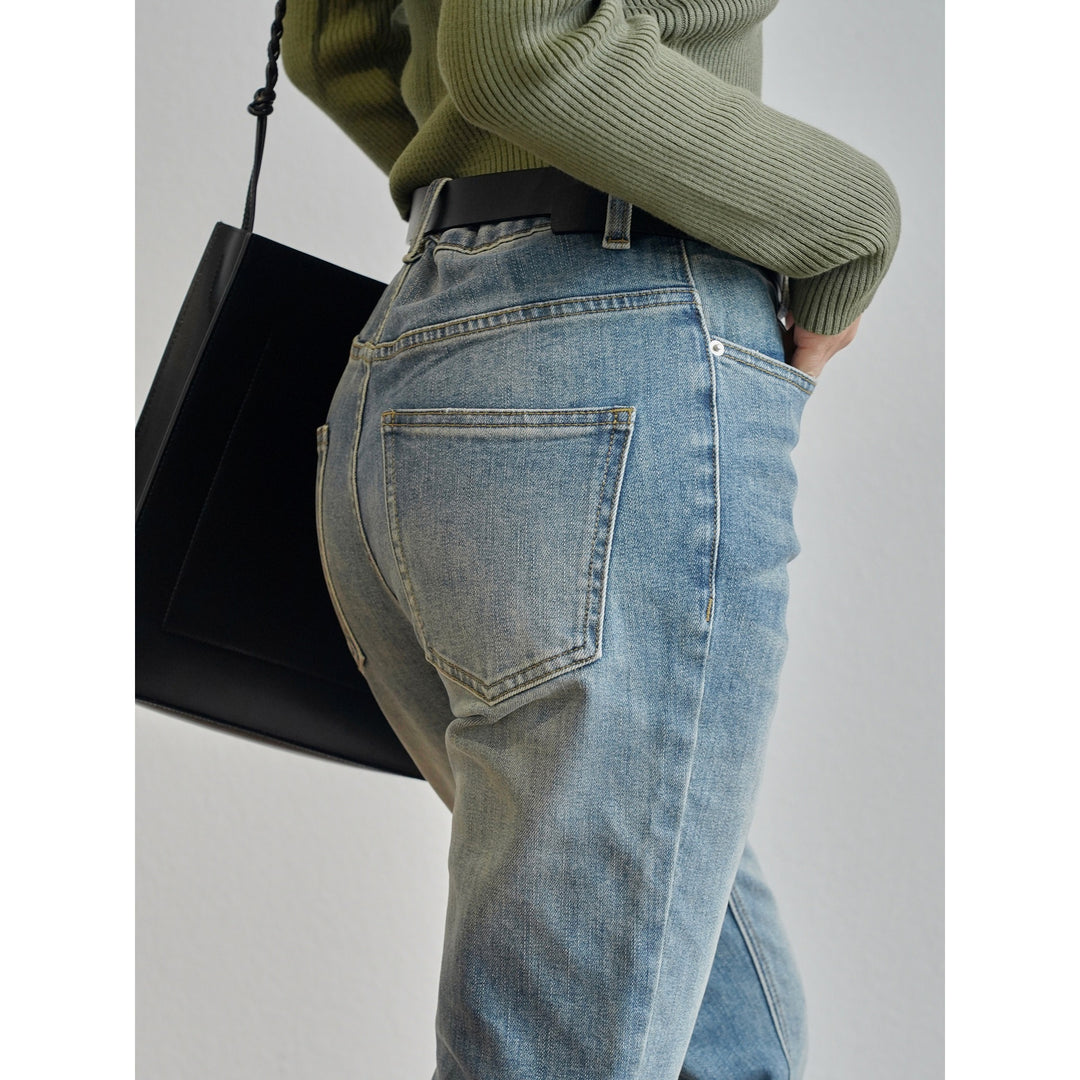 Women's High-Waist Flared Jeans with Vintage Wash and Light Flare Shape Amarae