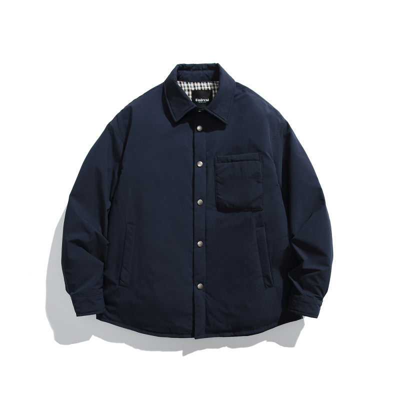 Unisex Boxy padded shirt jacket with snap buttons, chest pocket and thermal lining Amarae