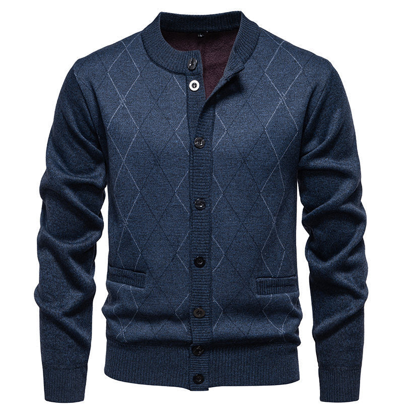 Men's Stylish Cardigan with Diamond-Shaped Pattern Lune London