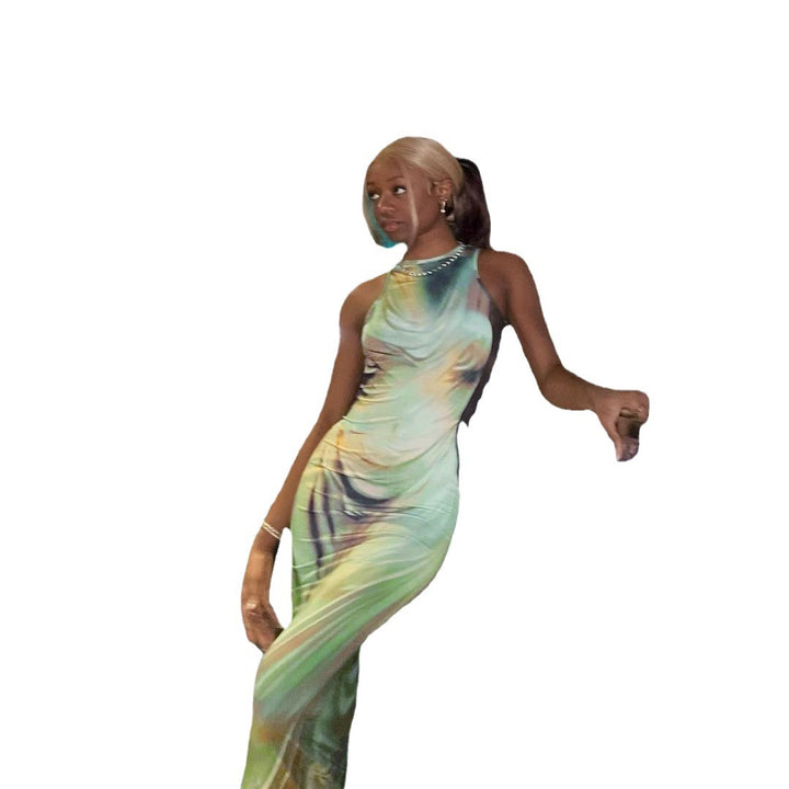 Women Elegant maxi dress with artistic print Lune London