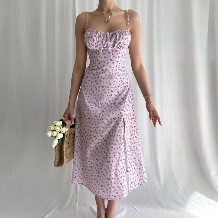 Ladies Flowers Slit Midi Dress Lune London