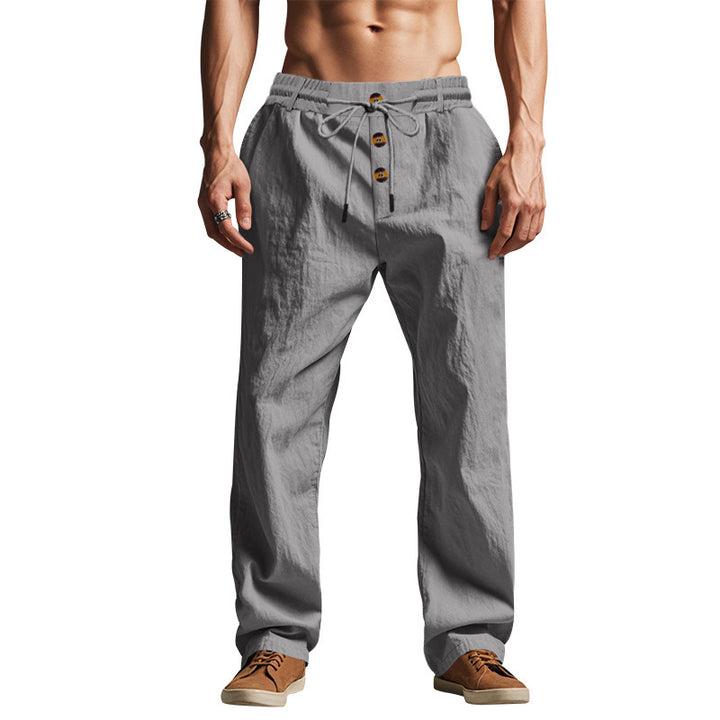 Comfortable and casual leisure pants for men with elastic waist and button details Lune London
