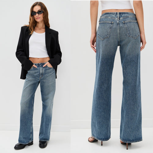 Wide jeans for women in a relaxed vintage style with a high waist and frayed edges Amarae