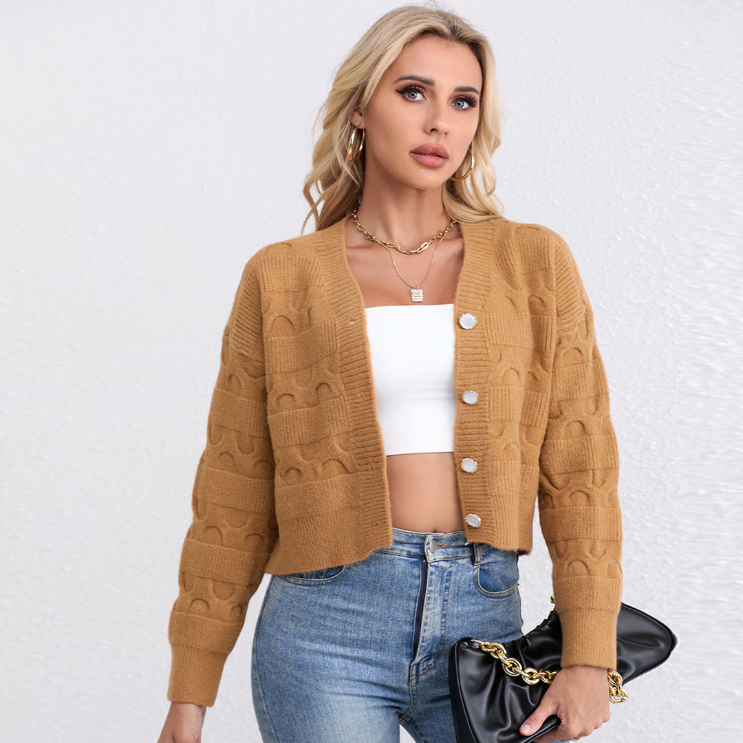 Cardigan en tricot épais pour femmes avec motif unique et coupe confortable Chic & Stil