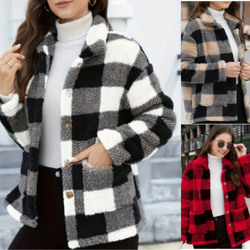 Amarae Women's Tartan Pattern Fleece Jacket