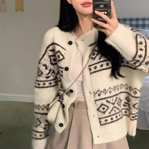 Gilet pour dames à motifs en matériau doux avec fermeture à boutons Chic & Stil