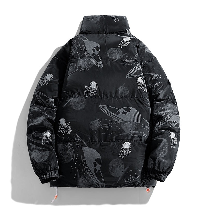 Ladies futuristic quilted jacket with astronaut patterns Amarae