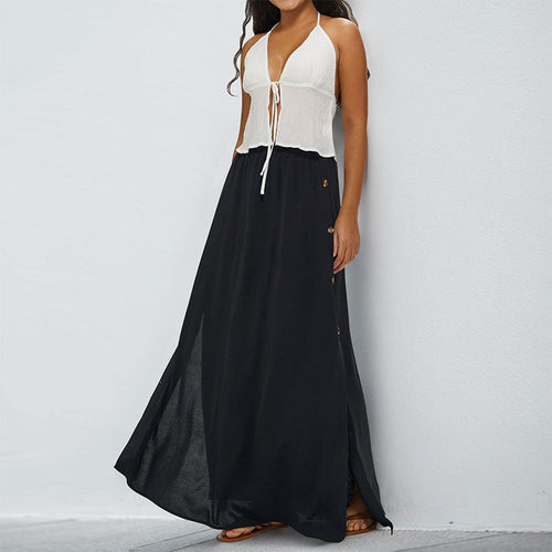 High-waisted maxi skirt for women with button details Amarae