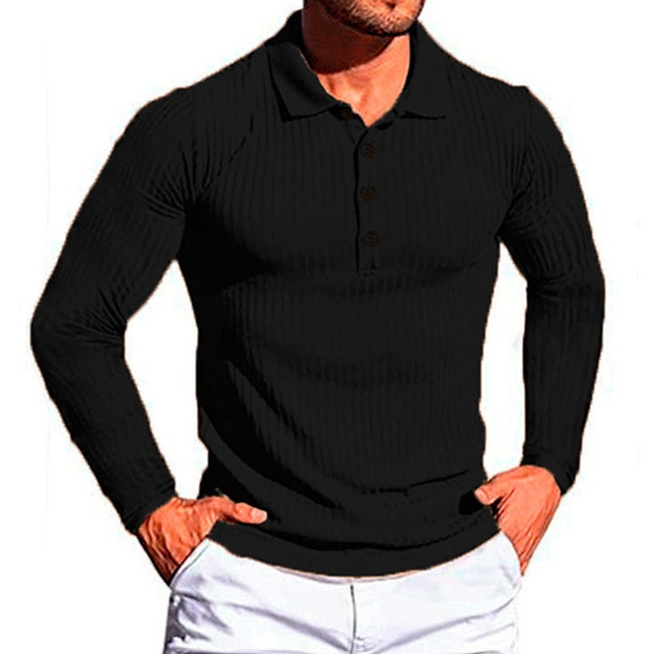 Amarae textured long-sleeve polo shirt for men