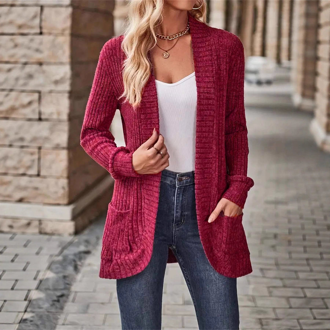 Women's knit jacket with structured design and practical pockets Lune London