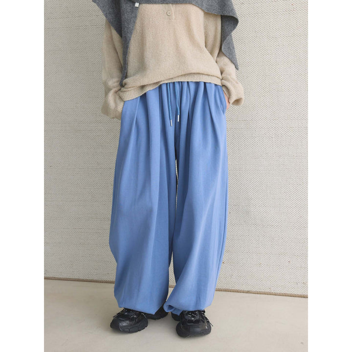Women Extra Wide Sweat Palazzo Pants made of French Terry with Drawstring