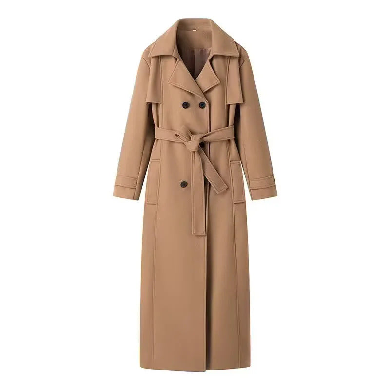 Women's trench coat with trendy cinching and double-breasted front Lune London