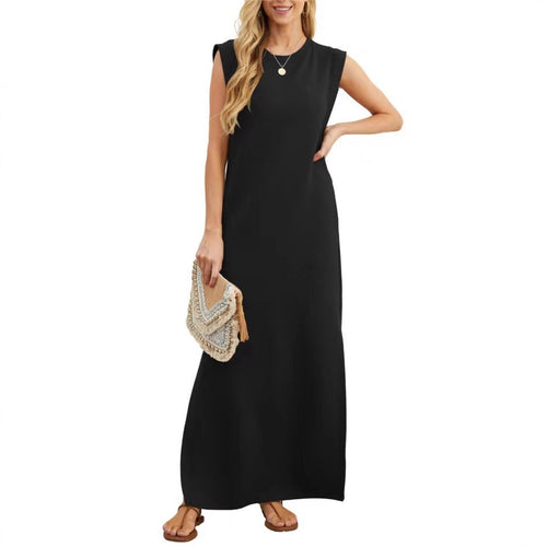 Maxi dress for women with modern shoulder details and a fluid cut Amarae