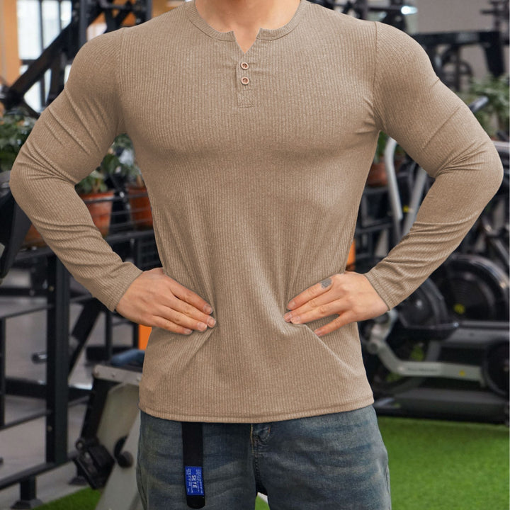 Long sleeve shirt for men with textured design and button placket Lune London