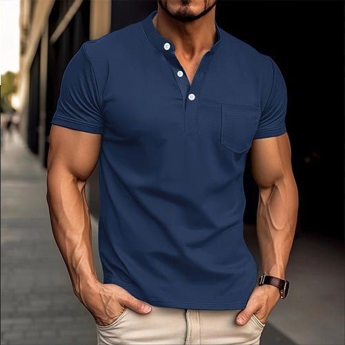 Men's polo with a modern collar and Amarae button details