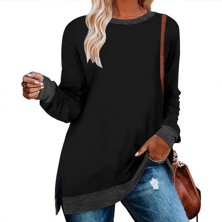 Casual oversized long sleeve t-shirt for women with contrast hem Lune London