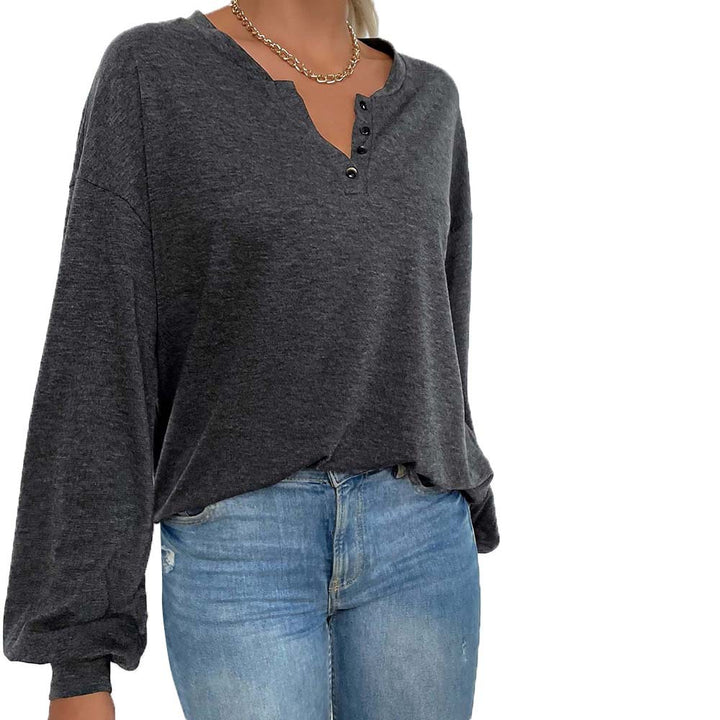 Chemise à manches longues pour femme avec patte de boutonnage et coupe décontractée Chic & Stil