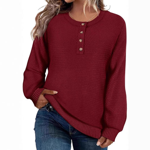 Casual shirt sweater for women with button placket and textured pattern Amarae