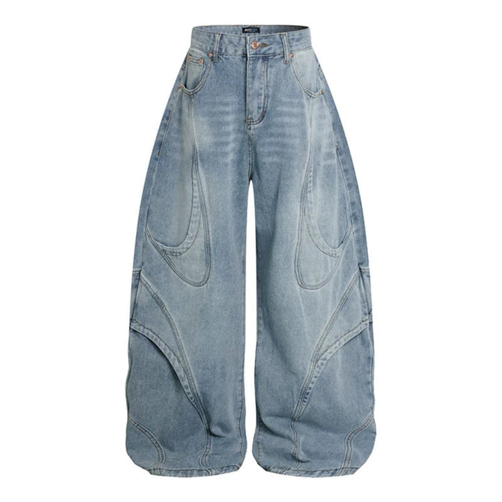 Women's Wide High-Waisted Balloon Jeans with Distinctive Panel Seams Amarae