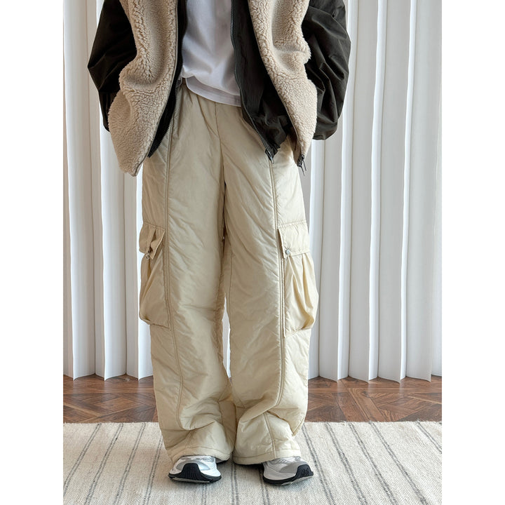 Women Padded Cargo Palazzo Pants with Elastic Waistband Amarae