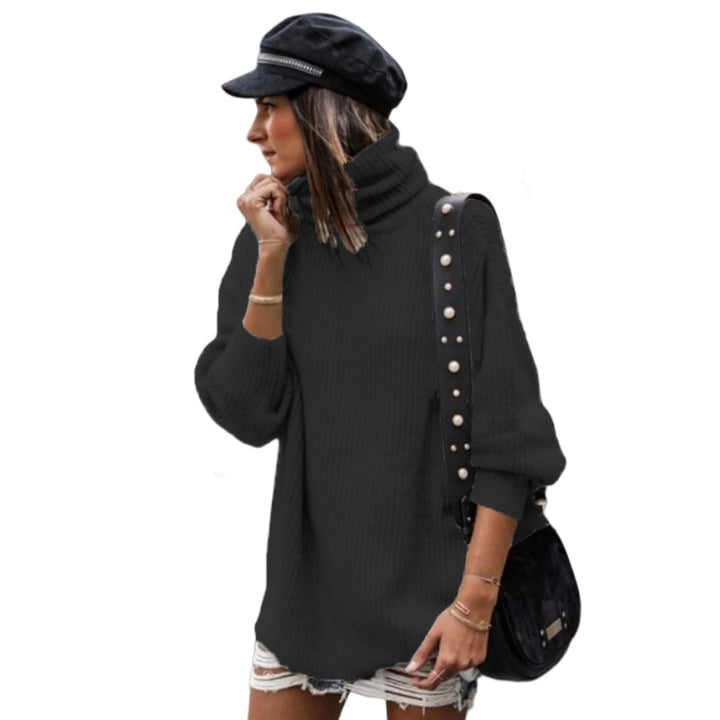 Pull en tricot épais pour femme avec col haut et détails élégants de boutons Chic & Stil