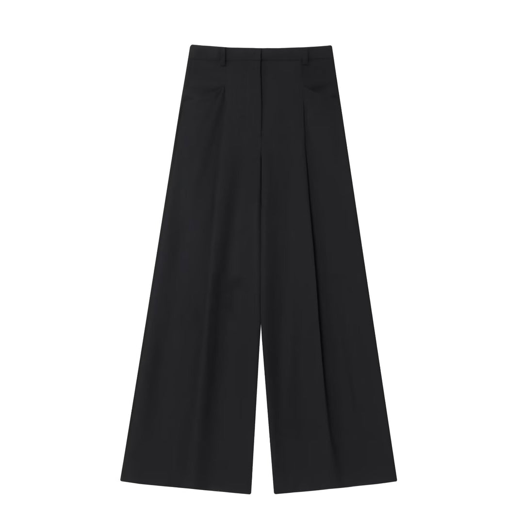 Women's Wide High-Waisted Pleated Trousers with Crease and Wide Leg Amarae